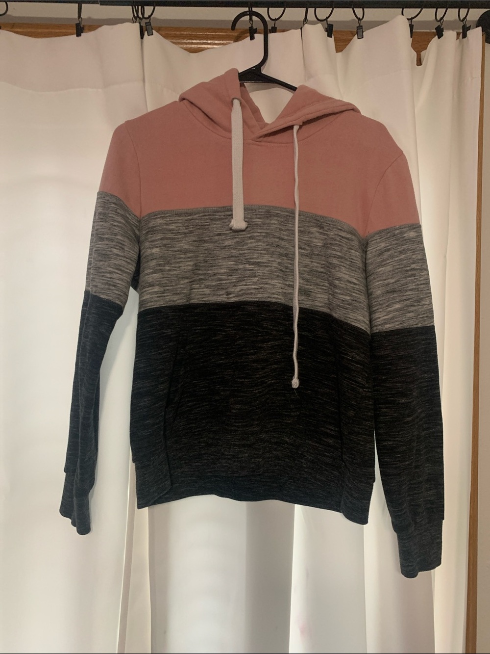 Reflex Pullover Colorblock Hoodie Sweatshirt - Pink and Gray